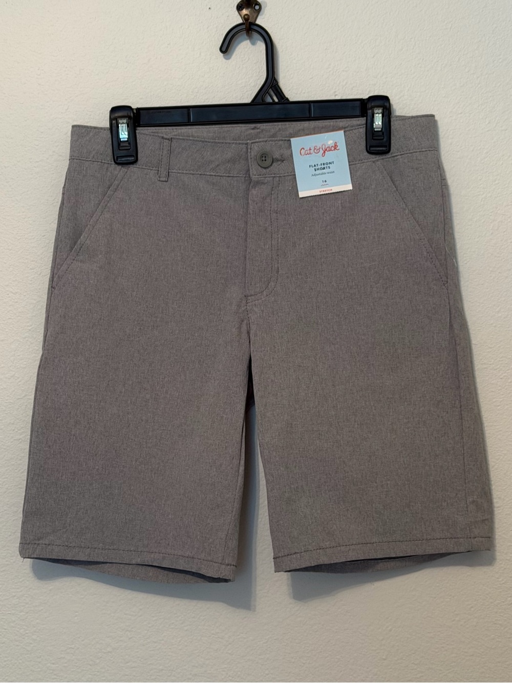Cat & Jack - Boys Flat Front Quick Dry Chino Shorts Gray 16
